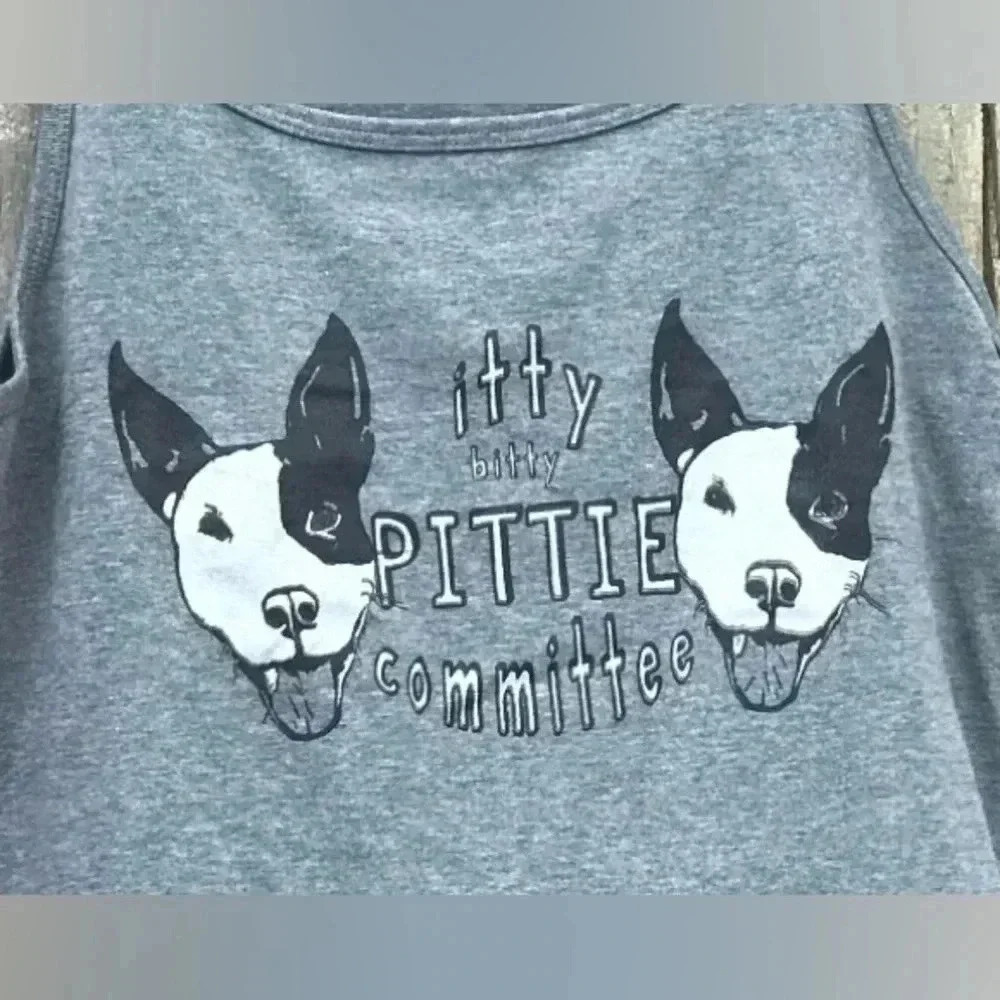 NWT Novelty fun itty bitty PITTIE committee pittie rescue womens tank top - Picture 4 of 6